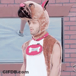 Man In Dog Costume With Bone On Chest GIF