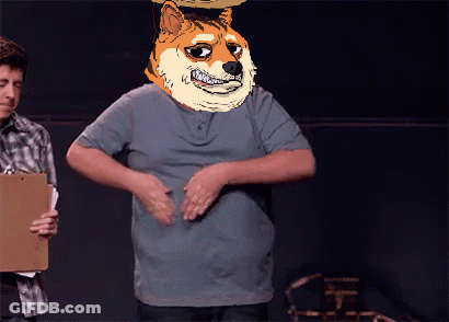 Man In Doge Mask And Man With Clipboard GIF