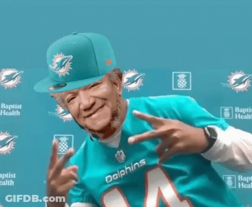 Man In Dolphins Jersey And Hat GIF