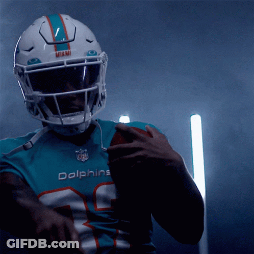 Man In Dolphins Jersey Holding Football GIF