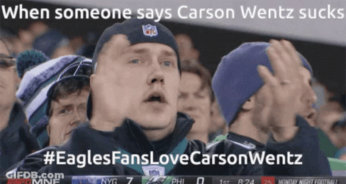 Man In Eagles Hat In Crowd GIF