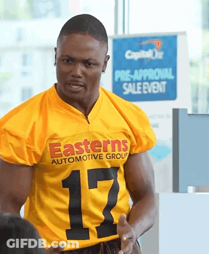 Man In Easterns Automotive Group Jersey GIF