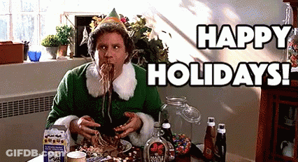 Man In Elf Costume Eating Spaghetti And Milk GIF