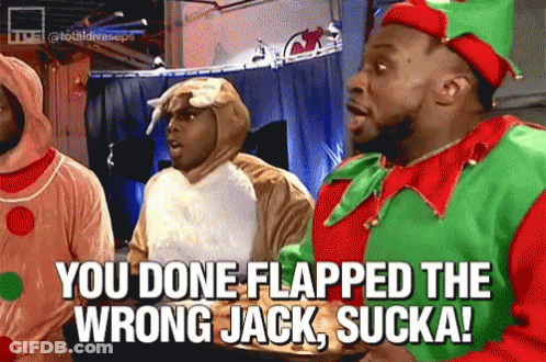 Man In Elf Costume Saying You Flapped The Wrong Jack GIF