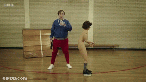 Man In England Shirt On Court With Whack On Floor GIF