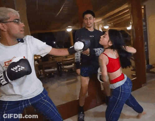 Man In Everlast Boxing Gloves Boxing Little Girl GIF