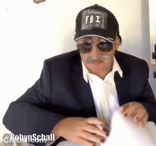 Man In FBI Hat And Sunglasses GIF
