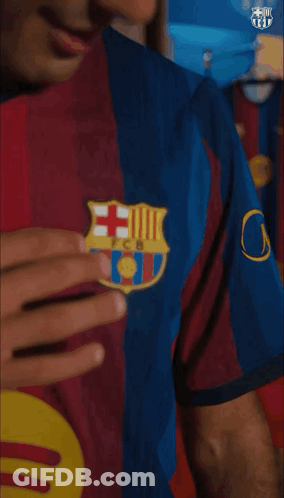 Man In FCB Jersey Hand To Chest GIF