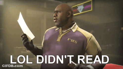 Man In FHS Shirt Holding Paper Saying LOL Didn't Read GIF