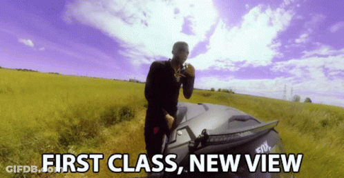 Man In Field Saying First Class New View GIF