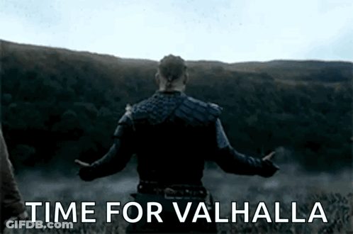 Man In Field Saying Time For Valhalla GIF