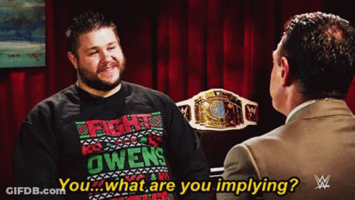 Man In Fight Owens Sweater Talking To Another GIF