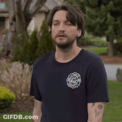 Man In Firefighter T-Shirt Says I'm Fine GIF
