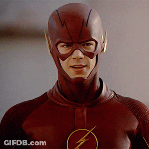 Man In Flash Costume With Lightning Bolt GIF