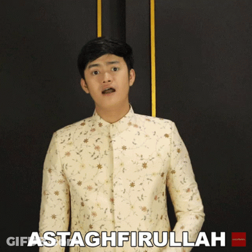 Man In Floral Jacket Saying Astaghfirullah GIF