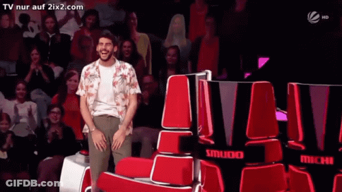 Man In Floral Shirt Red Chairs Smudo Miche GIF