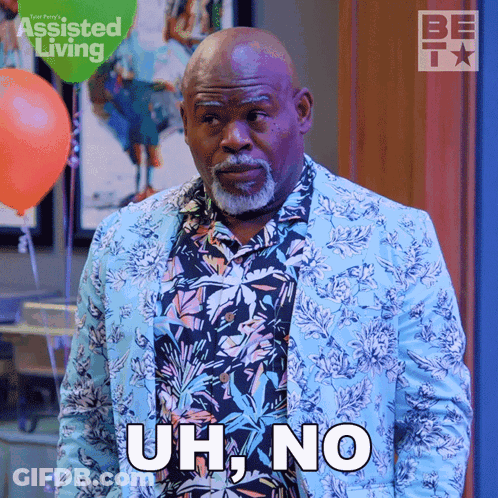 Man In Floral Shirt Saying Uh No GIF