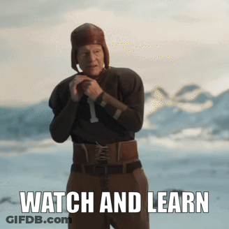 Man In Football Uniform Standing In Snow Saying Watch And Learn GIF