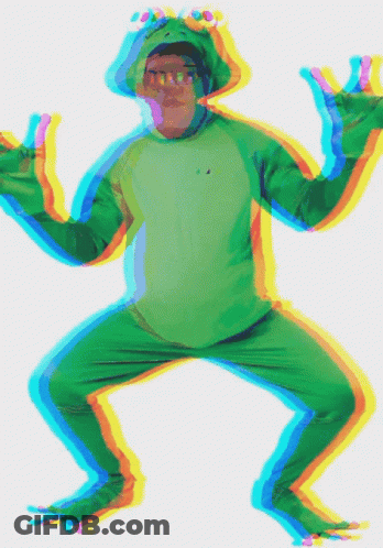 Man In Frog Costume On His Knees GIF