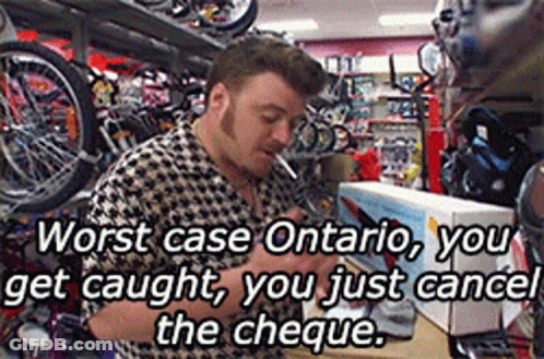 Man In Front Of Bicycle Rack With Worst Case Ontario GIF