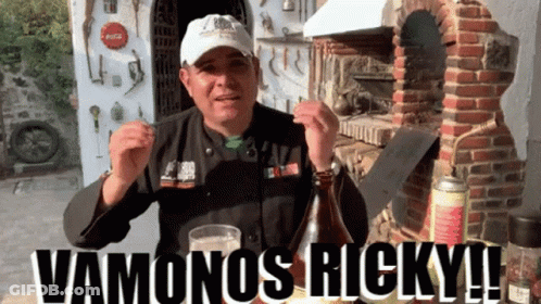 Man In Front Of Brick Fireplace Vamonos Ricky GIF