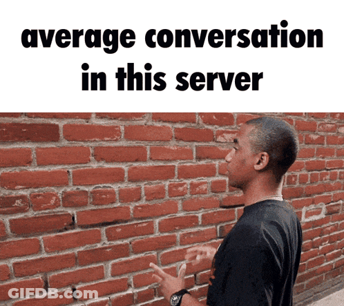 Man In Front Of Brick Wall Average Conversation In This Server GIF