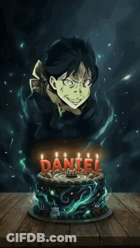 Man In Front Of Cake Saying Daniel GIF