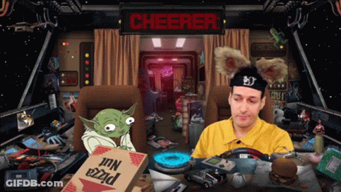 Man In Front Of Cheerer Sign GIF