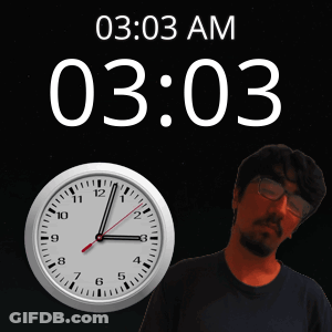 Man In Front Of Clock 3:03 GIF