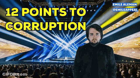 Man In Front Of Crowd 12 Points To Corruption GIF