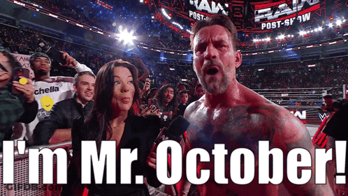 Man In Front Of Crowd Saying I'm Mr. October GIF