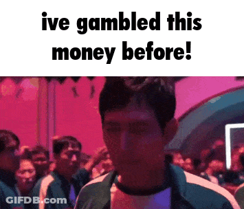 Man In Front Of Crowd Says I've Gambled This Money Before GIF
