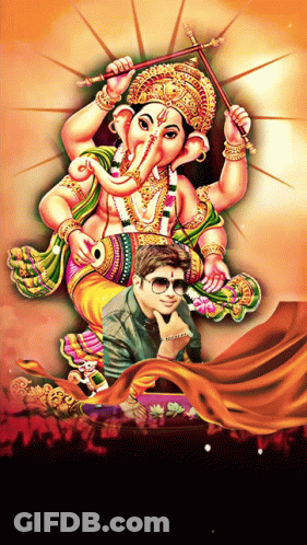 Man In Front Of Deity Statue GIF