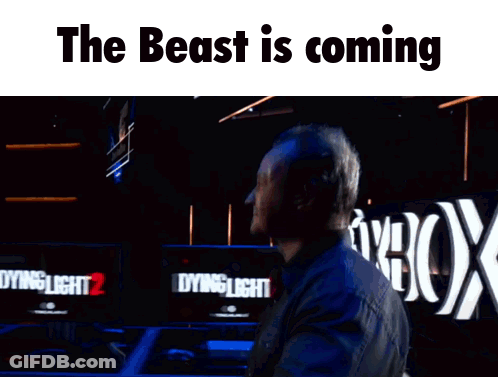 Man In Front Of Dying Light 2 Monitors GIF