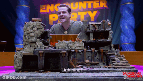 Man In Front Of Encounter Party Sign GIF