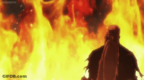Man In Front Of Fire With Animegame GIF
