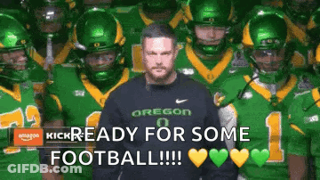 Man In Front Of Football Players Saying Kick Ready For Some Football GIF