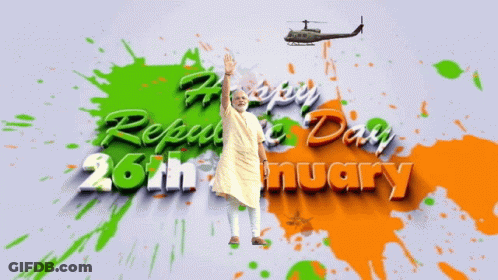 Man In Front Of Helicopter Saying Happy Republic Day GIF