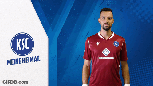 Man In Front Of KSC Meine Heimat Sign GIF
