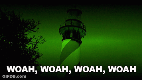 Man In Front Of Lighthouse Saying Woah Woah Woah GIF