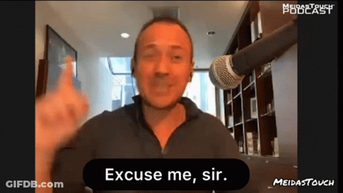 Man In Front Of Microphone Saying Excuse Me Sir GIF