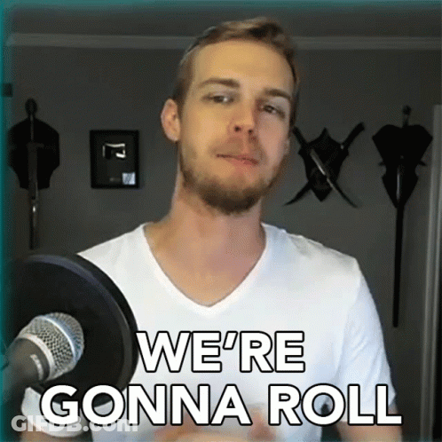 Man In Front Of Microphone With Roll Shirt GIF