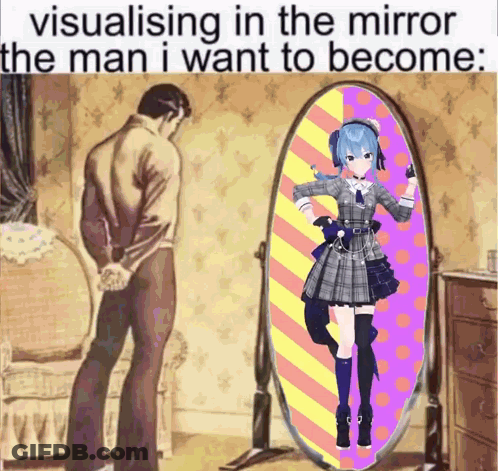 Man In Front Of Mirror With Girl Picture GIF