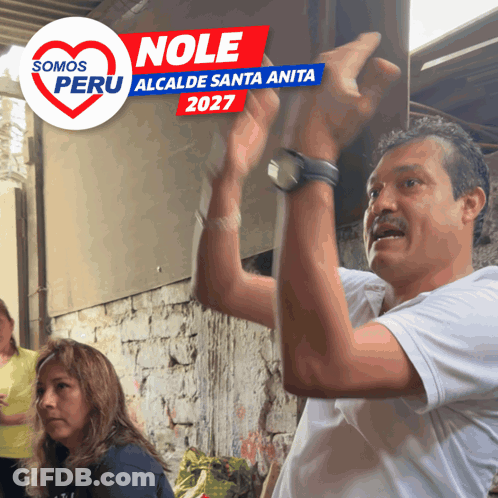 Man In Front Of Nole Alcalde Santa Anita Sign GIF
