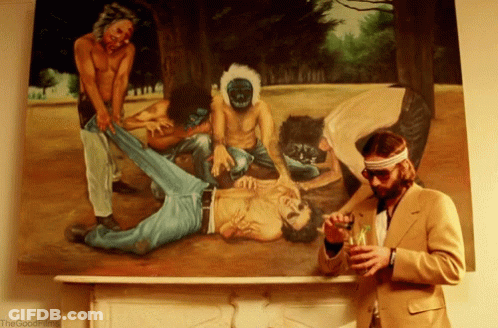 Man In Front Of Painting Saying The Good Films GIF
