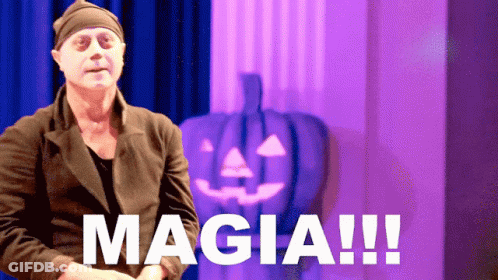 Man In Front Of Pumpkin With Magia GIF