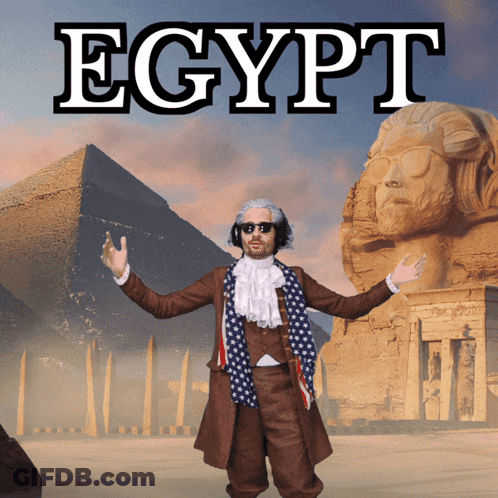 Man In Front Of Pyramid Saying Egypt GIF
