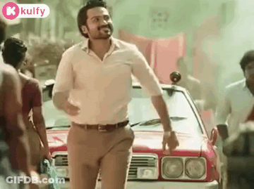 Man In Front Of Red Car GIF