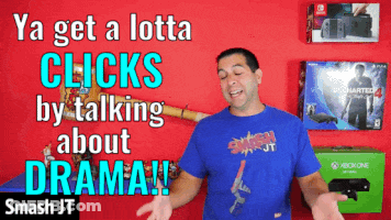 Man In Front Of Red Wall Saying Ya Get A Lotta Clicks By Talking About Drama Smash JT GIF