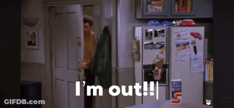 Man In Front Of Refrigerator Saying I'm Out !!! GIF